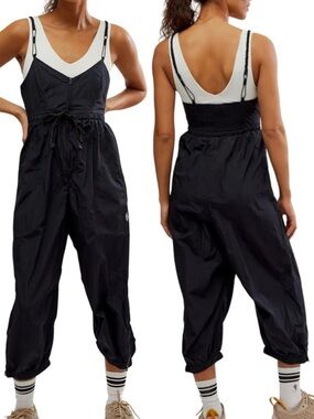Free People Movement Down to Earth Black Jumpsuit Size S New!